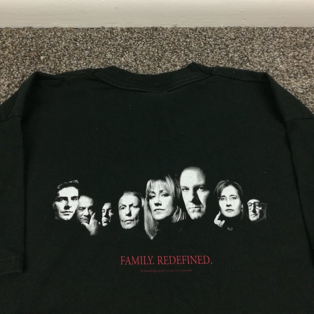 Vintage 2000 The Sopranos T-Shirt Family Redefined Double Sided Black Mens Large